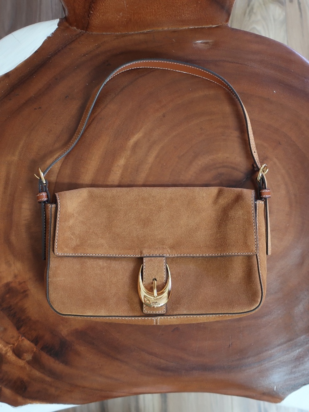 STAUD Harlow Bag in Tan Suede